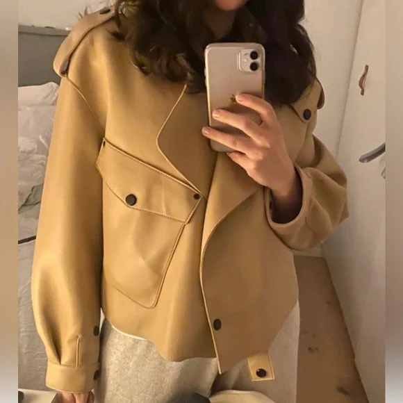 Ducie London Tan Leather Jacket M - Picture 7 of 8